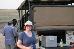 Sally enjoys a sundowner