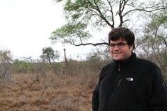 Andrew and a giraffe